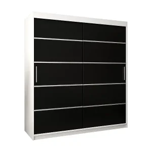 SCHWEBETÜRENSCHRANK VERONA 1 200/180/62 2-türig (Weiß/Schwarz) Markenware
