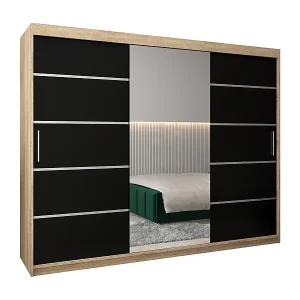 SCHWEBETÜRENSCHRANK VERONA 2 200/250/62 3-türig (Sonoma/Schwarz) Angebot