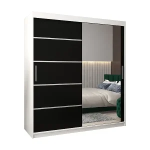 Kostenfreie Lieferung SCHWEBETÜRENSCHRANK VERONA 2 200/180/62 2-türig (Weiß/Schwarz)