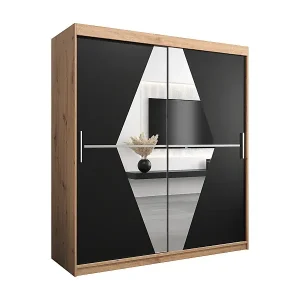 Schwebetürenschrank Boliwia 200/180/62 2-Türig (Artisan/Schwarz) Abverkauf