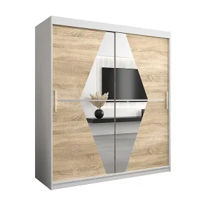 Schwebetürenschrank Boliwia 200/180/62 2-Türig (Weiß/Sonoma) Garantierte Lieferung