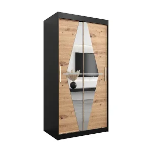 Schwebetürenschrank Boliwia 200/100/62 2-Türig (Schwarz/Artisan) Highlight