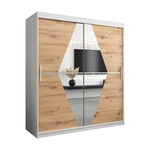 Schwebetürenschrank Boliwia 200/180/62 2-Türig (Weiß/Artisan) Direktkauf
