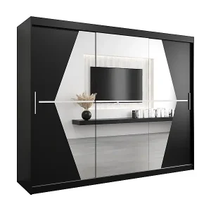 Schwebetürenschrank Boliwia 200/250/62 2-Türig (Schwarz) Sonderaktion