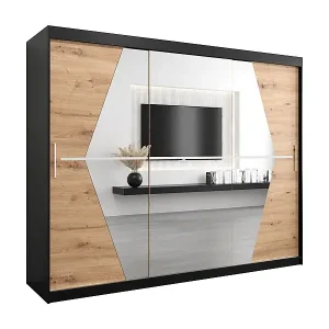 Versand Am Gleichen Tag Schwebetürenschrank Boliwia 200/250/62 2-Türig (Schwarz/Artisan)