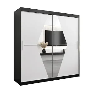 Schwebetürenschrank Boliwia 200/200/62 2-Türig (Schwarz/Weiß) Kracherpreis