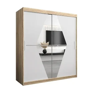 Schwebetürenschrank Boliwia 200/180/62 2-Türig (Sonoma/Weiß) Sonderaktion