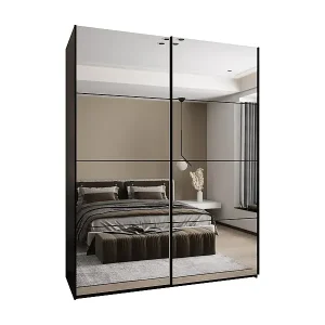 SCHWEBETÜRENSCHRANK Lux 2 245,5/200/64 (Schwarz/Schwarz/Schwarz) Top-Angebot