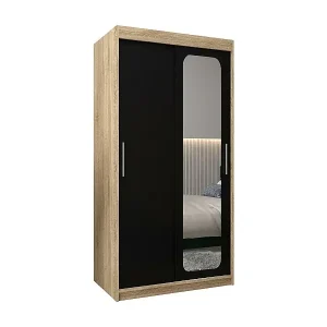 SCHWEBETÜRENSCHRANK PROMO T2 200/100/62 2-türig (Sonoma/Schwarz) Letzte Chance