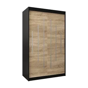 Garantierte Lieferung SCHWEBETÜRENSCHRANK YORK 200/120/62 2-türig (Schwarz/Sonoma)