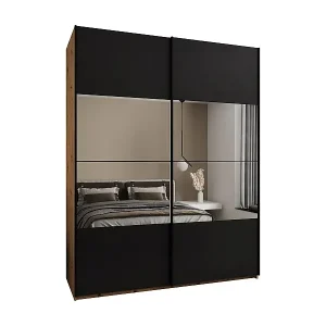 SCHWEBETÜRENSCHRANK Lux 4 245,5/200/64 (Artisan/Schwarz/Schwarz) Must-Have