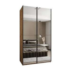 SCHWEBETÜRENSCHRANK Lux 2 245,5/140/64 (Artisan/Artisan/Schwarz) Versand Am Gleichen Tag