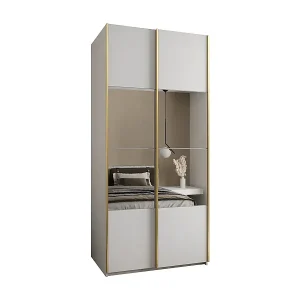 SCHWEBETÜRENSCHRANK Lux 4 245,5/110/64 (Weiß/Weiß/Gold) Preis Gesenkt