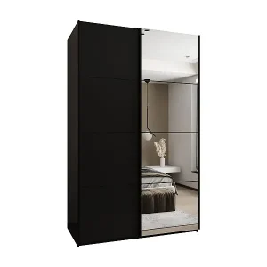Super-Preis SCHWEBETÜRENSCHRANK Lux 3 245,5/150/64 (Schwarz/Schwarz/Schwarz)