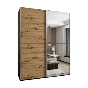 Top-Seller SCHWEBETÜRENSCHRANK Lux 3 245,5/190/64 (Schwarz/Artisan/Silber)