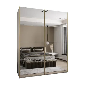 Günstig SCHWEBETÜRENSCHRANK Lux 2 245,5/200/64 (Weiß/Weiß/Gold)