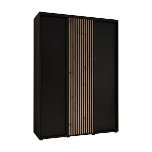 Knallerangebot SCHWEBETÜRENSCHRANK SAPPORO 1 205,2/180/60 3-türig (Schwarz/Schwarz)