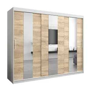 Schnäppchen Schwebetürenschrank Pole 200/250/62 2-Türig (Weiß/Sonoma)