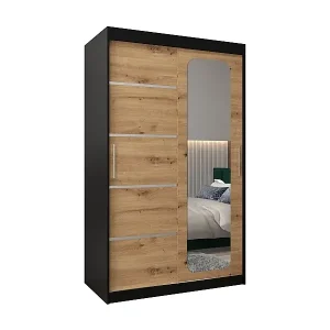 SCHWEBETÜRENSCHRANK PROMO V2 200/120/62 2-türig (Schwarz/Artisan) Mega-Angebot