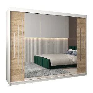 SCHWEBETÜRENSCHRANK YORK 2 200/250/62 3-türig (Weiß/Sonoma) Top-Preis