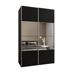 SCHWEBETÜRENSCHRANK Lux 4 245,5/160/64 (Schwarz/Schwarz/Silber) Nur Für Kurze Zeit