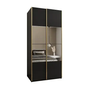 Neue Ware SCHWEBETÜRENSCHRANK Lux 4 245,5/120/64 (Schwarz/Schwarz/Gold)