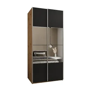 SCHWEBETÜRENSCHRANK Lux 4 245,5/110/64 (Artisan/Schwarz/Silber) Billig