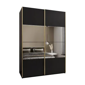SCHWEBETÜRENSCHRANK Lux 4 245,5/180/64 (Schwarz/Schwarz/Gold) Bestseller