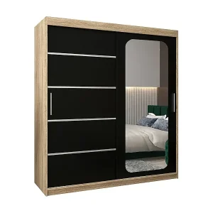 SCHWEBETÜRENSCHRANK PROMO V2 200/180/62 2-türig (Sonoma/Schwarz) Preiswert