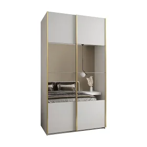 Preis Gesenkt SCHWEBETÜRENSCHRANK Lux 4 245,5/140/64 (Weiß/Weiß/Gold)