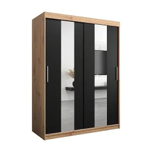 Schwebetürenschrank Pole 200/150/62 2-Türig (Artisan/Schwarz) Billig