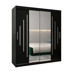 SCHWEBETÜRENSCHRANK YORK 1 200/180/62 2-türig (Schwarz/Schwarz) Sonderaktion
