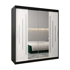 SCHWEBETÜRENSCHRANK YORK 1 200/180/62 2-türig (Schwarz/Weiß) Preisknaller
