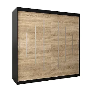 Knallerangebot SCHWEBETÜRENSCHRANK YORK 200/200/62 2-türig (Schwarz/Sonoma)