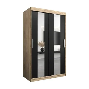 Schwebetürenschrank Pole 200/120/62 2-Türig (Sonoma/Schwarz) Abverkauf