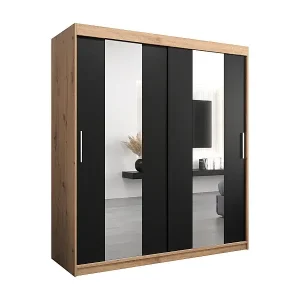 Schwebetürenschrank Pole 200/180/62 2-Türig (Artisan/Schwarz) Markenware