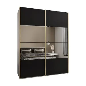 Heißes Angebot SCHWEBETÜRENSCHRANK Lux 4 245,5/200/64 (Weiß/Schwarz/Silber)