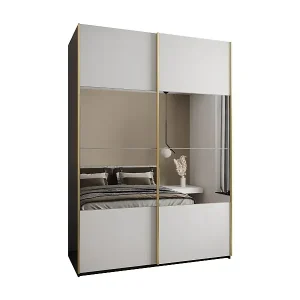 SCHWEBETÜRENSCHRANK Lux 4 245,5/170/64 (Schwarz/Weiß/Gold) Saisonangebot