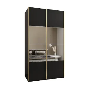 SCHWEBETÜRENSCHRANK Lux 4 245,5/140/64 (Schwarz/Schwarz/Gold) Angebot