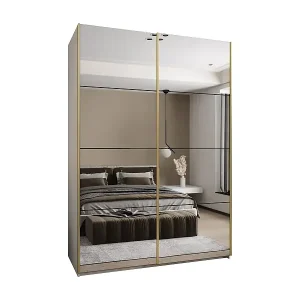 Saisonangebot SCHWEBETÜRENSCHRANK Lux 2 245,5/180/64 (Weiß/Schwarz/Silber)