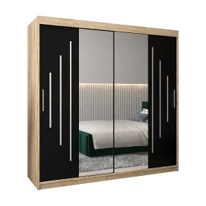 SCHWEBETÜRENSCHRANK YORK 1 200/200/62 2-türig (Sonoma/Schwarz) Highlight