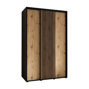 SCHWEBETÜRENSCHRANK SAPPORO 1 205,2/150/45 3-türig (Schwarz/Artisan) Geprüft