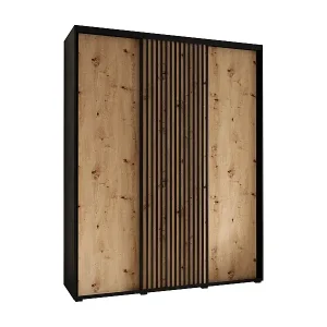 SCHWEBETÜRENSCHRANK SAPPORO 1 205,2/200/60 3-türig (Schwarz/Artisan) Aktuell