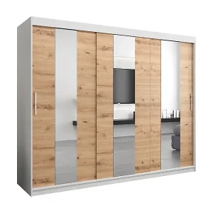 Neue Ware Schwebetürenschrank Pole 200/250/62 2-Türig (Weiß/Artisan)