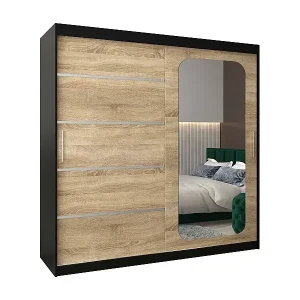 SCHWEBETÜRENSCHRANK PROMO V2 200/200/62 2-türig (Schwarz/Sonoma) Geprüft