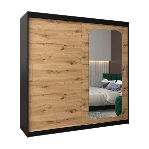 SCHWEBETÜRENSCHRANK PROMO T2 200/200/62 2-türig (Schwarz/Artisan) Ausverkauf