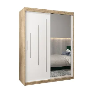 SCHWEBETÜRENSCHRANK YORK 2 200/150/62 2-türig (Sonoma/Weiß) Sonderangebot