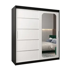 Preis Gesenkt SCHWEBETÜRENSCHRANK PROMO V2 200/180/62 2-türig (Schwarz/Weiß)