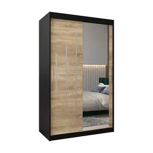 SCHWEBETÜRENSCHRANK YORK 2 200/120/62 2-türig (Schwarz/Sonoma) Sichere Zahlung