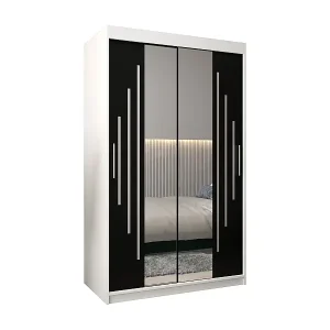 Ausverkauf SCHWEBETÜRENSCHRANK YORK 1 200/120/62 2-türig (Weiß/Schwarz)